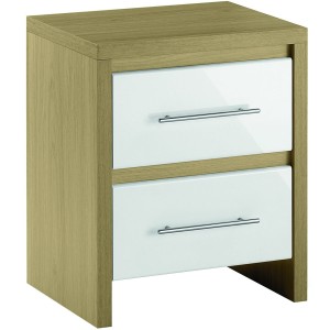 Stockholm Oak and White 2 Drawer Bedside